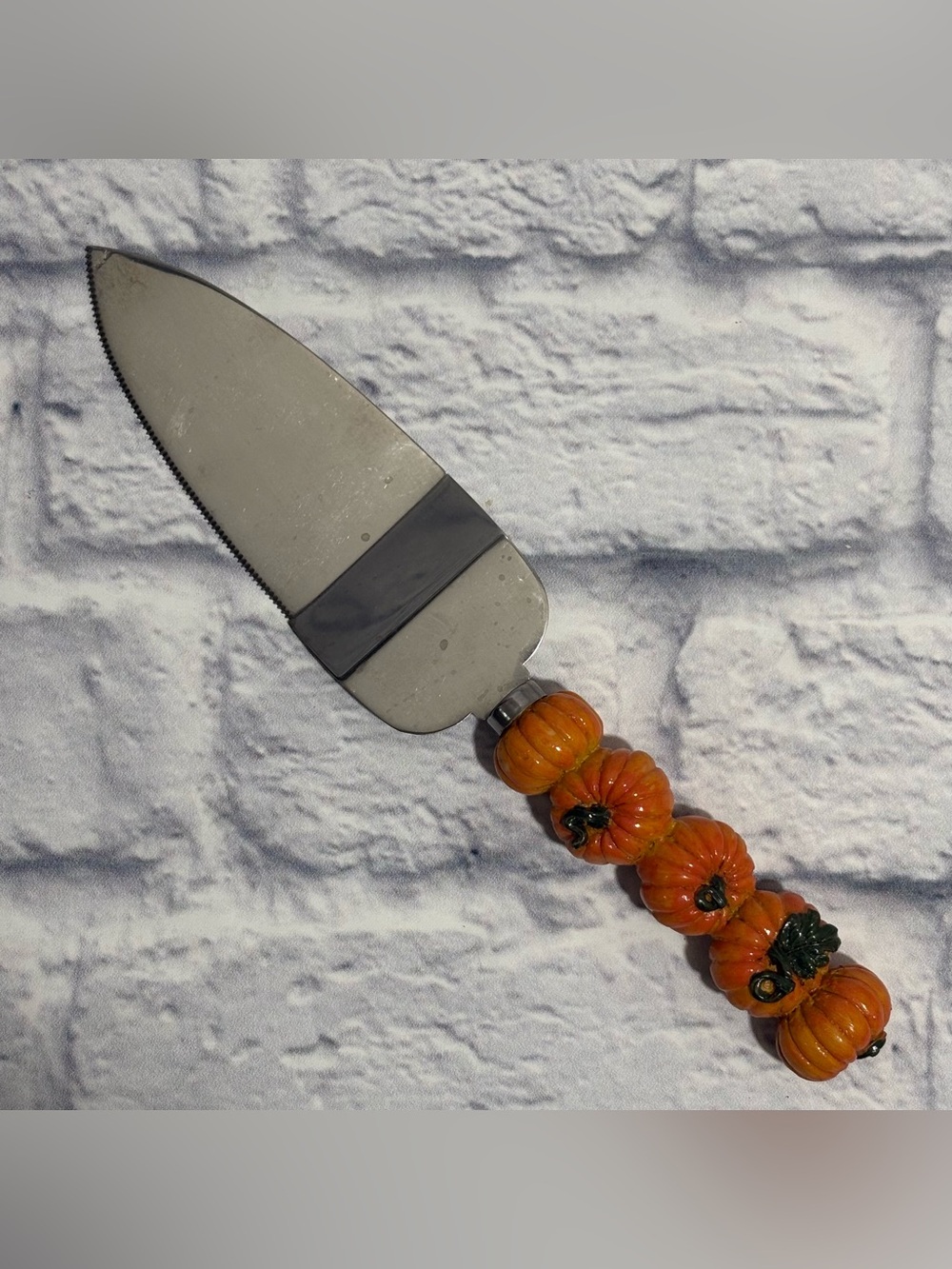 Vintage Boston Warehouse pumpkin resin handle pie cutter